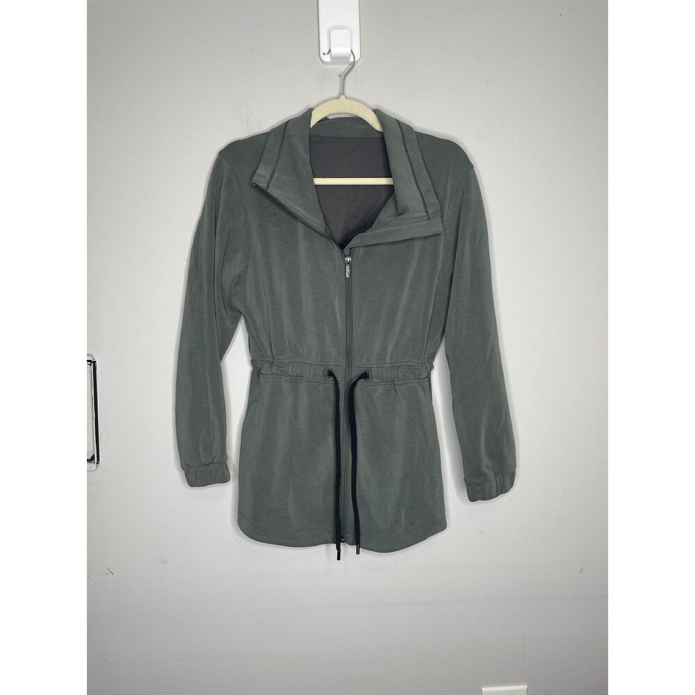 Lululemon Jacket Womens 4 Green Softstreme Cinch Waist Belt Full Zip Athletic